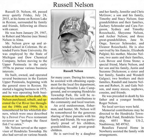 Cut River Inn (Fishers Bar and Restaurant, Callihans) - Aug 13 2015 Article